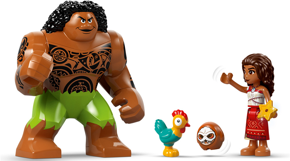 Stavebnica LEGO® │ Disney 43258 Loď Kakamorov Vaiana, Maui, Heihei, Kotu a päť Kakamorov ponúka deväť hrdinov pre rozmanité príbehy na mori.
