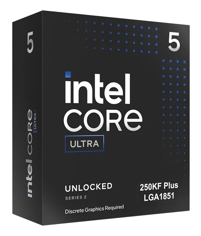 Procesor Intel Core Ultra 5 250KF Plus Krabica procesora Intel Core Ultra 5 250KF Plus s označením Ultra, odomknutá edícia pre socket LGA1851