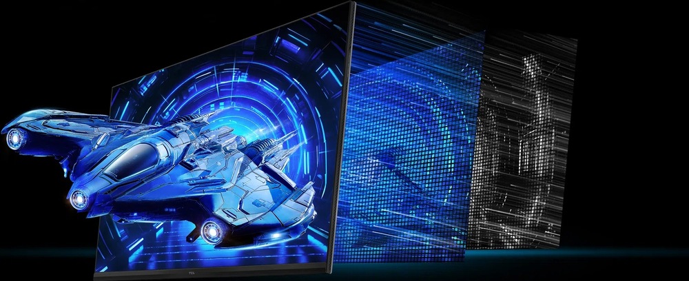 Herný monitor TCL 32G64 sivý Znázornenie konštrukcie obrazového panelu herného monitora TCL 32G64