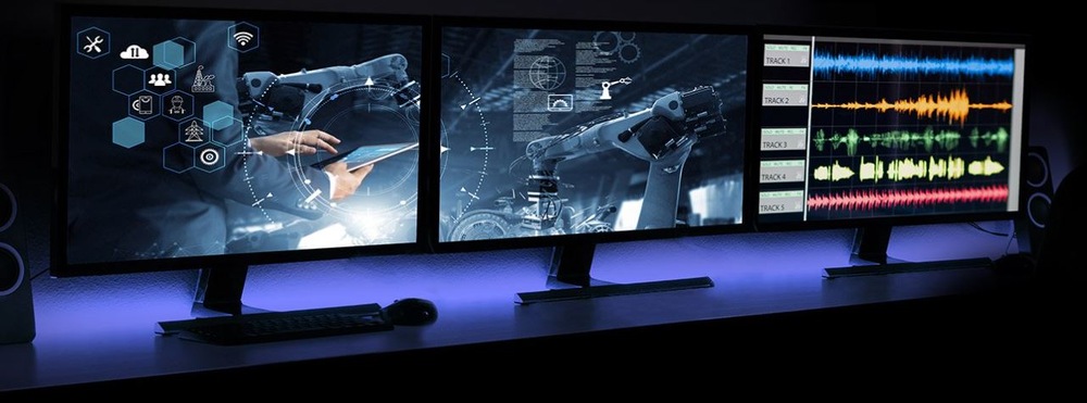 Základná doska ASRock H610M-HDV/M.2 R2.0 Pohľad na 3 monitory vedľa seba vďaka ASRock H610M-HDV/M.2