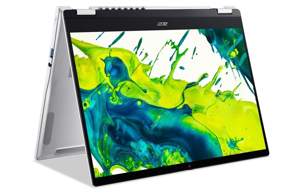Notebook Acer Swift Spin 14 AI (SFSP14-I51T-765Q) strieborný Notebook Acer Swift Spin 14 AI (SFSP14-I51T-765Q) v polohe stanu
