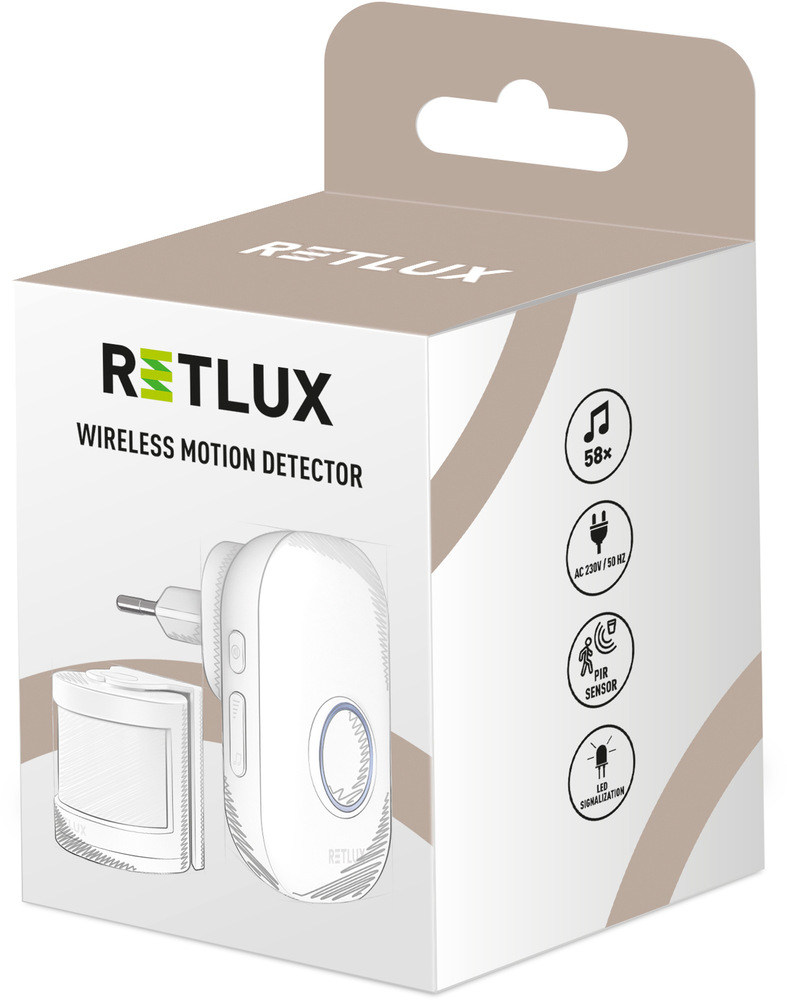 Detektor pohybu RETLUX RDB 113 s bezdrôtovým PIR senzorom biely
