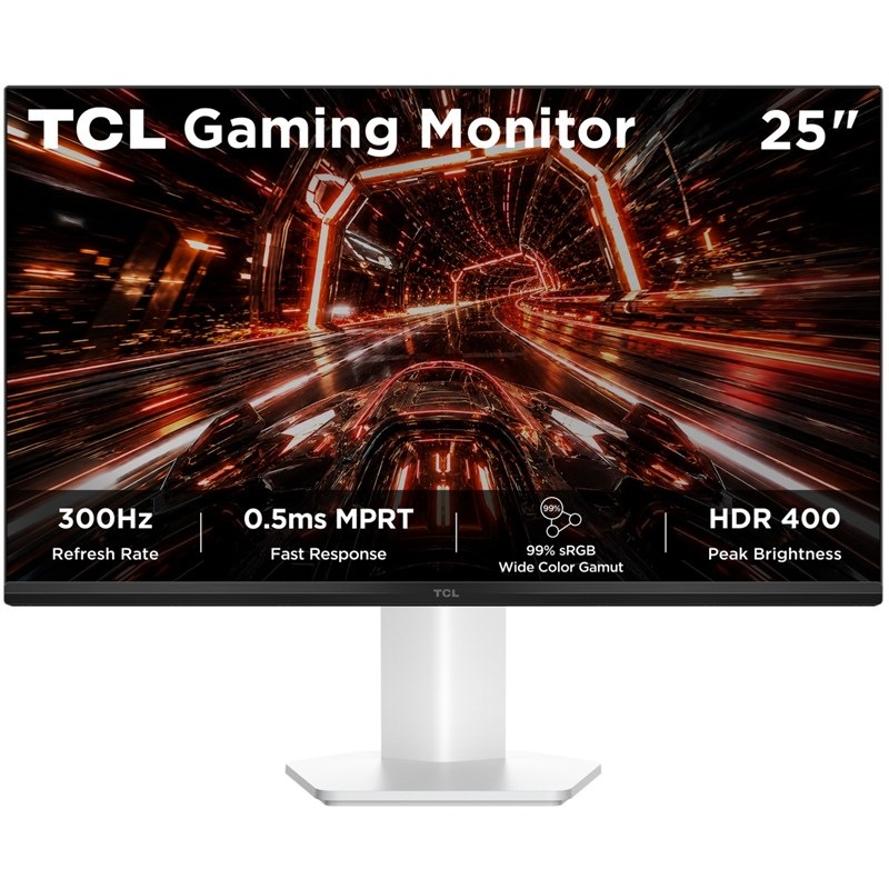 Herný monitor TCL v bielej farbe.