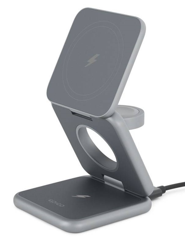 Bezdrôtová nabíjačka Epico Mag+ Foldable Wireless Charger sivá