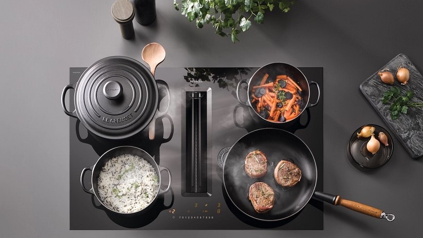 Indukčné varné dosky s odsávaním Miele KMDA 7272 FL-U čierna Indukčné varné dosky s odsávaním Miele KMDA 7272 FL-U čierna