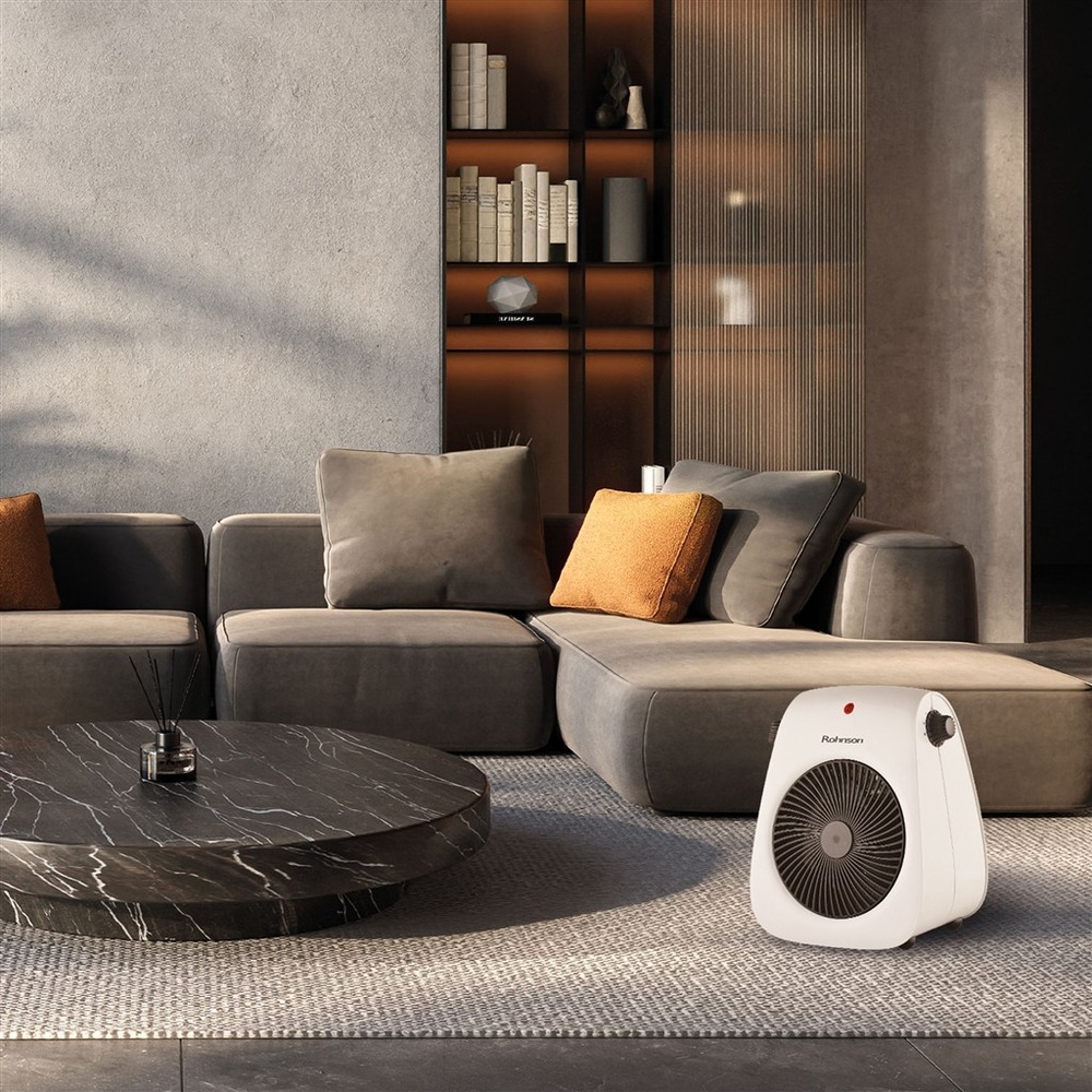 Teplovzdušný ventilátor Rohnson R-6062 biely Teplovzdušný ventilátor Rohnson poskytuje 2 stupne výkonu 1 000 W alebo 2 000 W