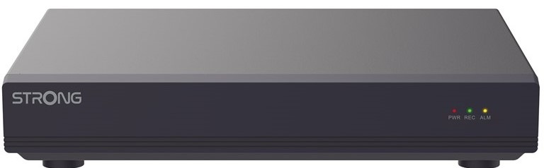 Záznamové zariadenie Strong NVR1080-4P, 4xIP, 8Mpx, 512Mbps, HDMI, VGA, 2× USB, 1× LAN, 1× SATA, 4× PoE - čierna