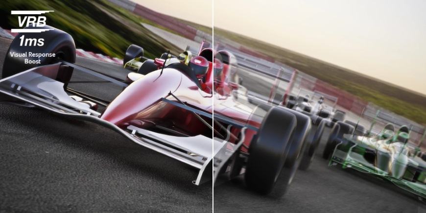 Obraz formuly nie je rozmazaný vďaka displeju Acer CB24Y6bipr s rýchlou odozvou