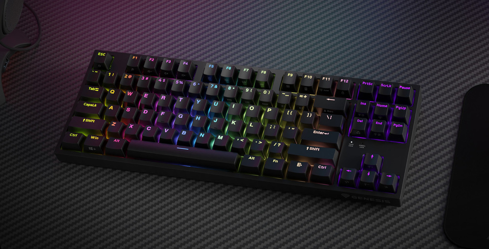 Klávesnica Genesis THOR 404 TKL, RGB, US layout, Gateron Yellow Pro čierna Genesis THOR 404 RGB US Gateron Yellow Pro