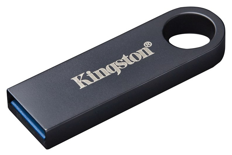 USB flashdisk Kingston DataTraveler SE9 G3 64GB čierny Kompaktný kovový USB flashdisk Kingston DataTraveler SE9 G3 zobrazený na bielom pozadí, detailne zachytávajúce minimalistické telo, integrované očko pre kľúčenku a USB-A konektor