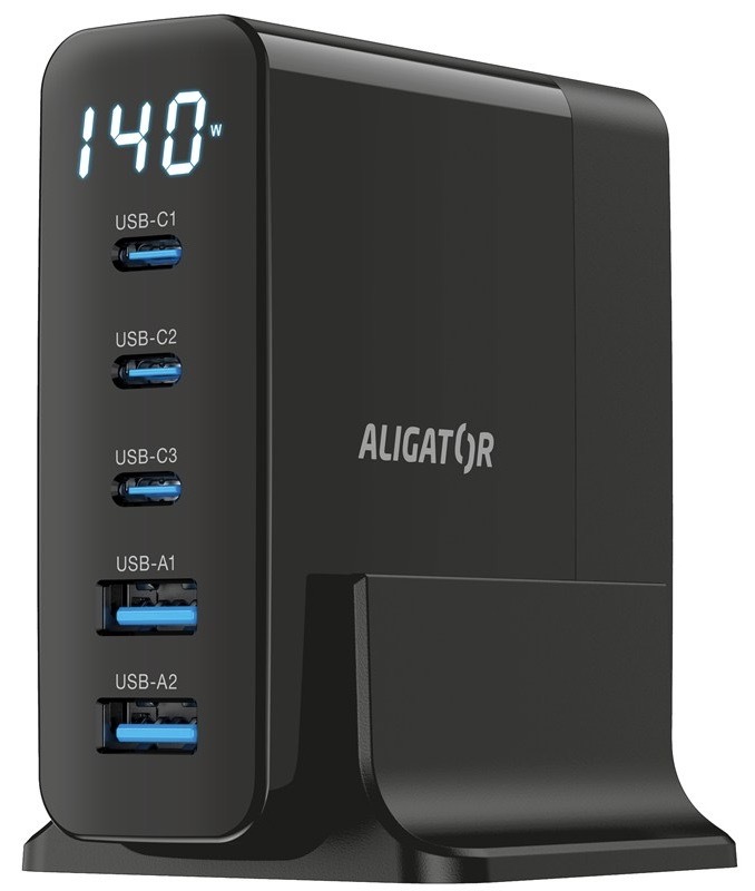 Nabíjačka do siete Aligator s výkonom až 140 W, čierna farba