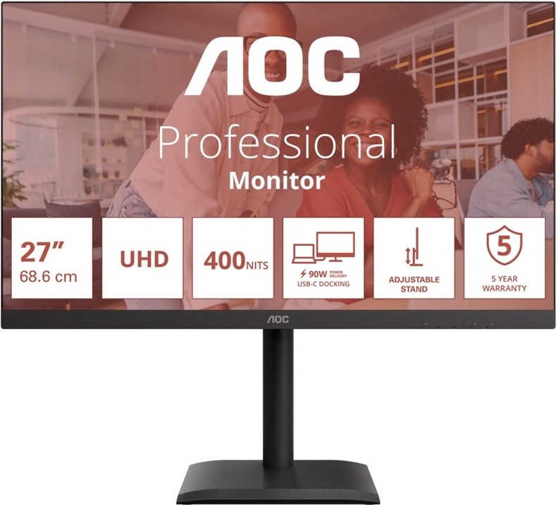 Monitor AOC U27E4CV s uhlopriečkou 27", čierna farba
