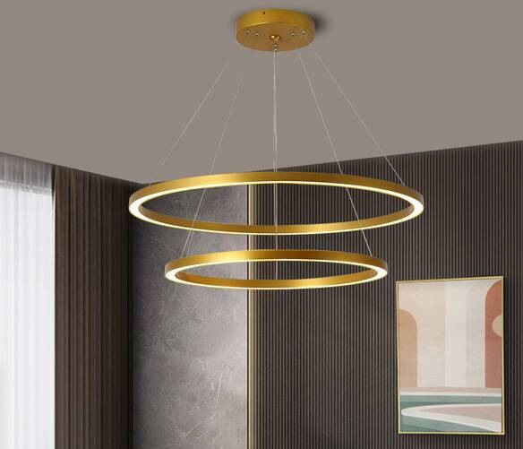 Závesné svietidlo IMMAX NEO FINO SMART 2 kruhy, 60 + 80cm, 93W Zigbee 3.0, TUYA - zlaté