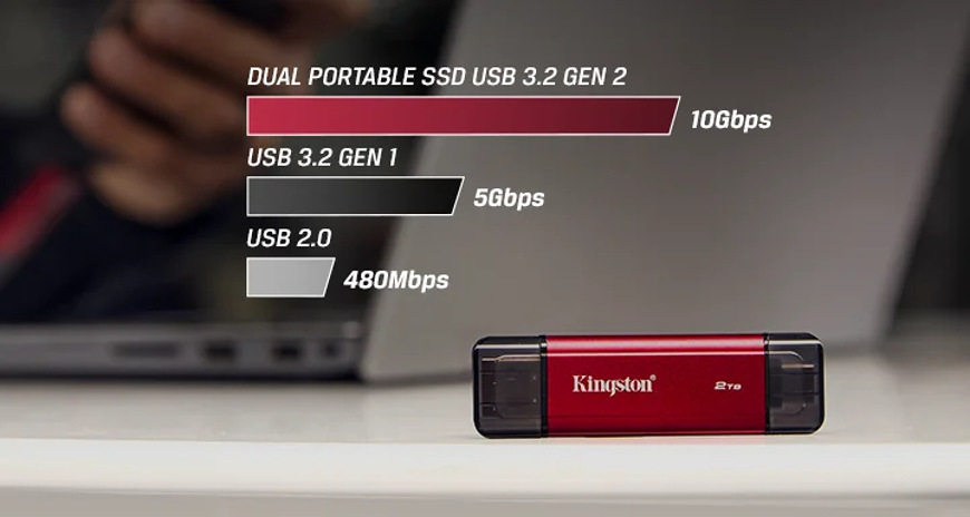 SSD externý Kingston Dual Portable 512GB, USB-A/C, USB 3.2 Gen 2 čierny/červený SSD externý Kingston Dual Portable 512GB, USB-A/C, USB 3.2 Gen 2 čierny/červený