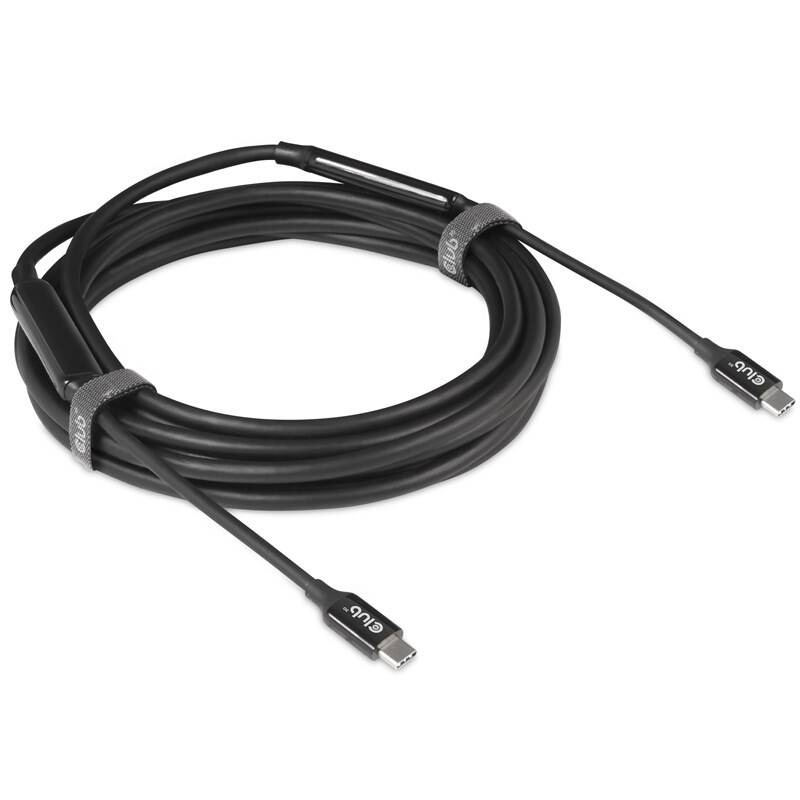 Kábel Club3D USB-C/USB-C, 8K, aktívny, 5m čierny