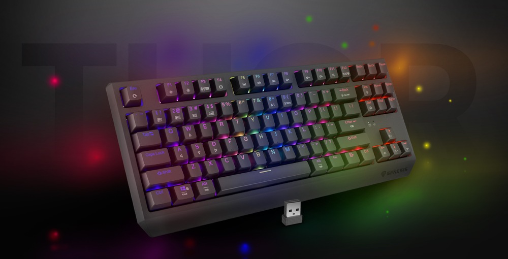 Klávesnica Genesis THOR 230, TKL, RGB, Outemu Red, bezdrôtová, US layout čierna Genesis THOR 230 TKL RGB Outemu Red US (NKG-2106)