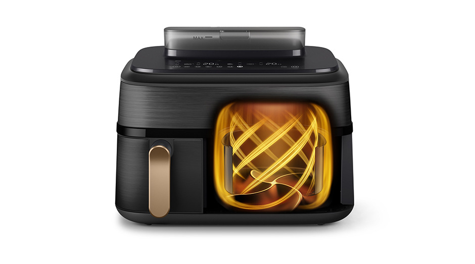 Fritéza teplovzdušná Philips NA552/00 Airfryer dual basket s parou 9 l, čierna