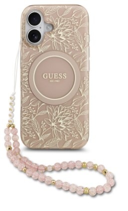 Kryt na mobil Guess IML Flowers Allover Strap MagSafe na Apple iPhone 17 ružový Kryt na mobil Guess IML Flowers Allover Strap MagSafe na Apple iPhone 17 v ružovej farbe