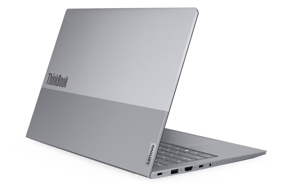 Notebook Lenovo ThinkBook 14 G9 AHP sivý Pootvorený notebook Lenovo ThinkBook 14 G9 AHP zozadu