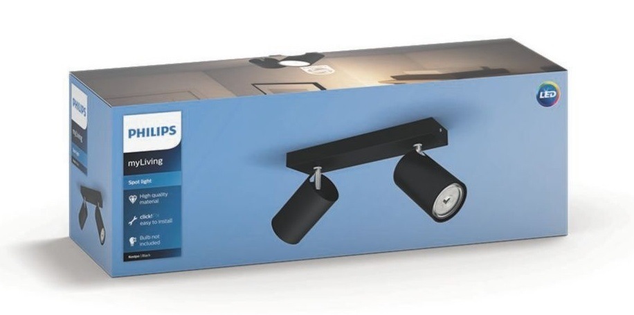 Bodové svietidlo Philips Kosipo, 2xGU10 čierne Bodové svietidlo Philips Kosipo, 2xGU10 čierne