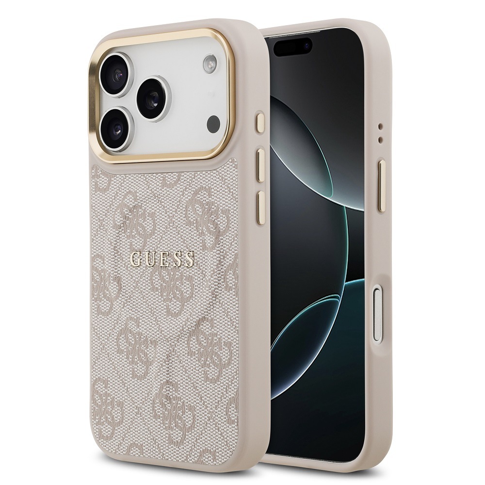 Kryt na mobil Guess PU Leather 4G Gold Frame MagSafe na Apple iPhone 17 Pro ružový Kryt na mobil Guess PU Leather 4G Gold Frame MagSafe na Apple iPhone 17 Pro ružový
