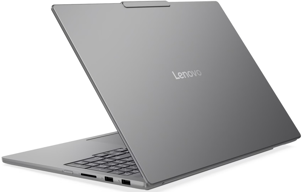 Pohľad na zadnú stranu veka ľahkého a odolného notebooku Lenovo