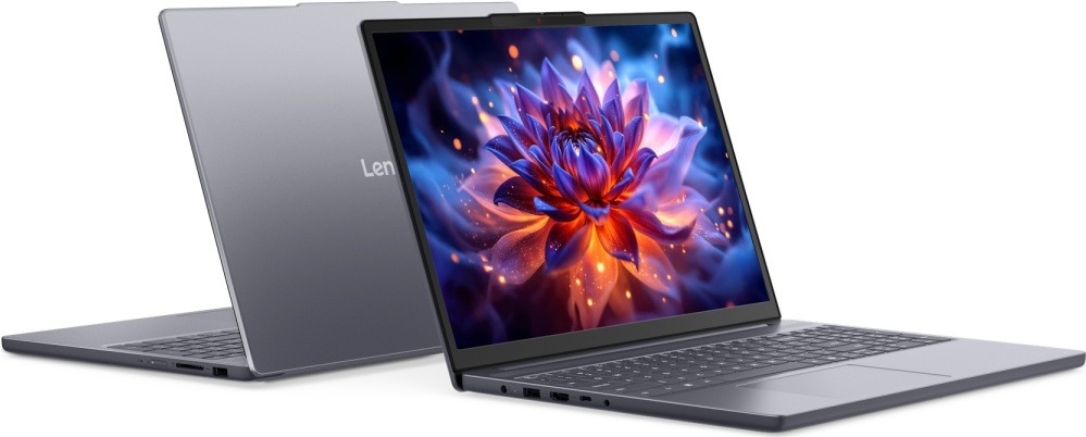 Notebook Lenovo IdeaPad Slim 3 15IPH11 sivý Dvojica notebookov Lenovo ukazuje elegantné prevedenie modelu IdeaPad Slim z prednej aj zadnej strany