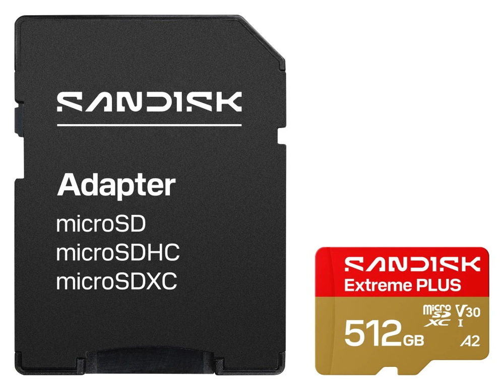 Pamäťová karta SANDISK Micro SDXC Extreme Plus 512GB UHS-I (250R/170W) + SD apaptér MicroSD karta SANDISK Extreme PLUS 512GB s SD adaptérom