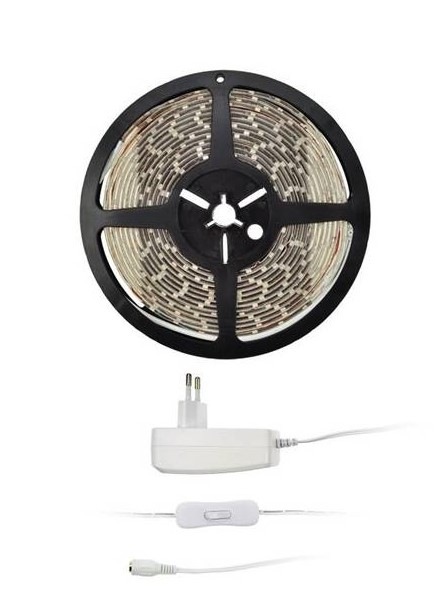 LED pásik Solight 4,8 W/m, teplá biela 3000K, adaptér s vypínačom