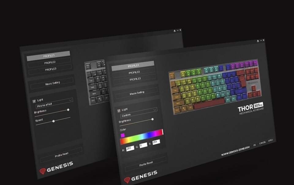 Klávesnica Genesis THOR 303 TKL RGB, Outemu Peach Silent, US layout biela Klávesnica Genesis THOR 303 TKL RGB, Outemu Peach Silent, US layout biela
