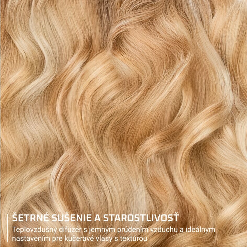 Difuzér Rowenta CV7D30E0 Curl Harmony zlatý Detail blond kučeravých vlasov