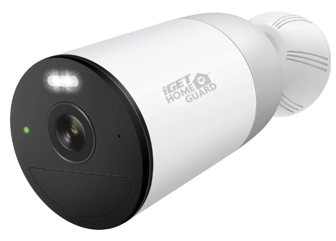 IP kamera iGET HOMEGUARD HGWNK108402S biela Predná časť kamery iGET HOMEGUARD HGWBK355S s objektívom a LED osvetlením