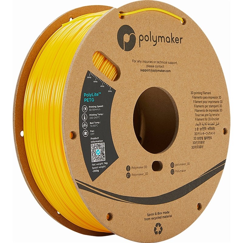 Tlačová struna (filament) Polymaker PolyLite PETG, 1,75 mm, 1 kg žltý