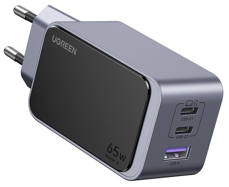 Nabíjačka do siete UGREEN Nexode S 65W 2xUSB-C, 1xUSB-A, GaN sivá