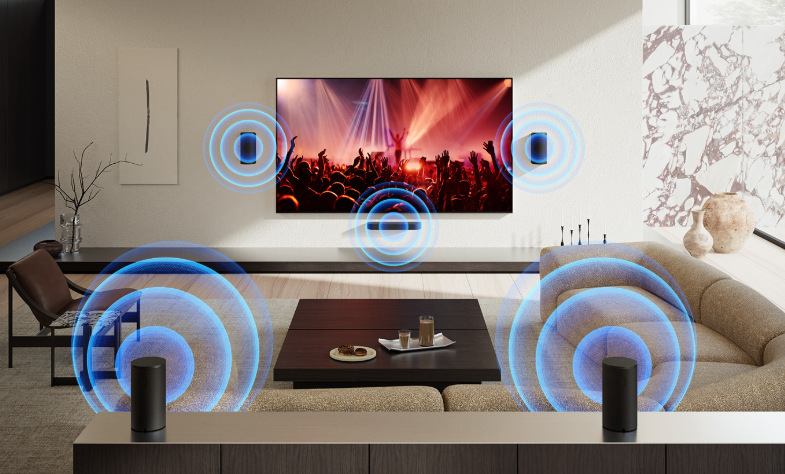 Sony HT-A8 Theatre Trio dokáže vylepšiť bežný dvojkanálový stereo zvuk do plnohodnotného 3D