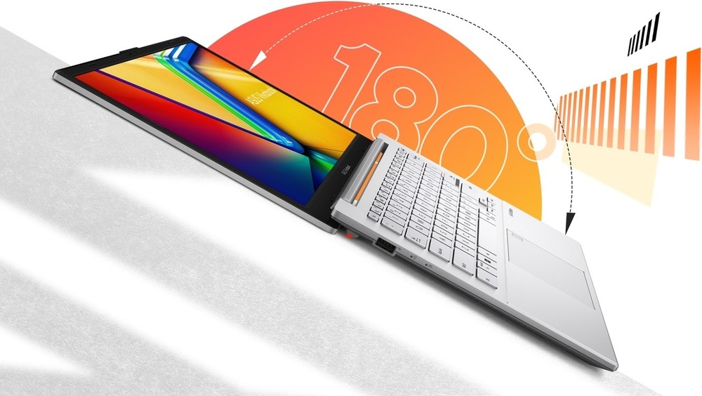 Notebook ASUS Vivobook Go 14 otvorený do uhla 180 °
