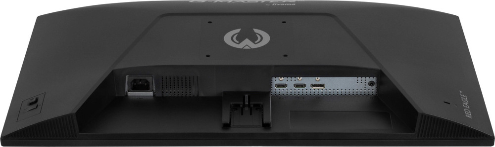 Herný monitor IIYAMA G-Master G2771HS-B1 čierny Spodný záber na telo monitora s pripojovacími portami a napájacím konektorom integrovaného zdroja.