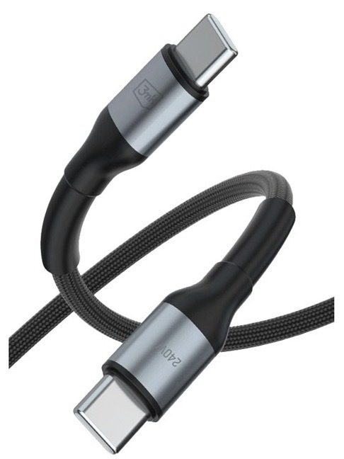 Nabíjací kábel 3mk s konektormi USB-C, čierna farba