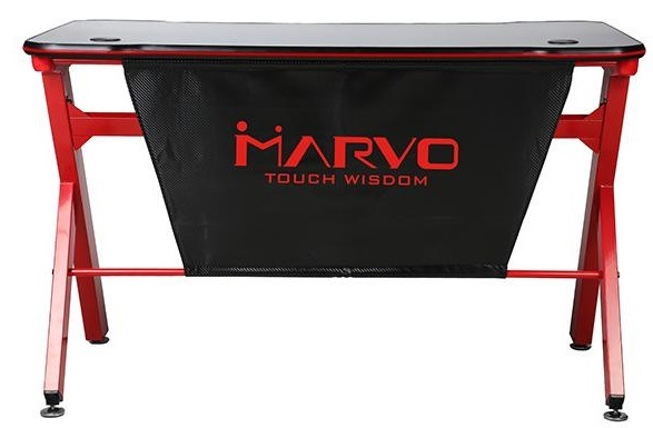 Herný stôl Marvo DE-03, 120x61 cm, podsvietený čierny/červený