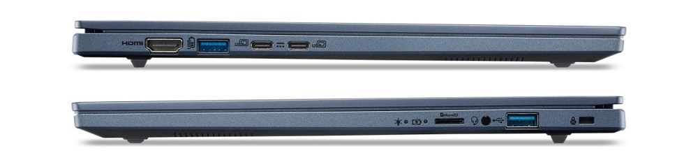Notebook Acer Aspire 14 AI (A14-11M-X6R7) modrý Notebook Acer Aspire 14 AI (A14-11M-X6R7) z oboch profilov s portami