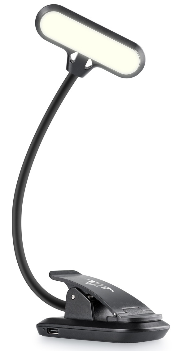 Stolná lampa ETA 089490000 s klipom, nabíjacia, stmievateľná čierna Nabíjacia čierna LED lampička ETA 0894 90000 s flexibilným ramenom a klipom