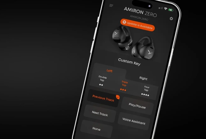 Detail smartfónu s otvorenou aplikáciou Beyerdynamic kompatibilný so slúchadlami Amiron Zero