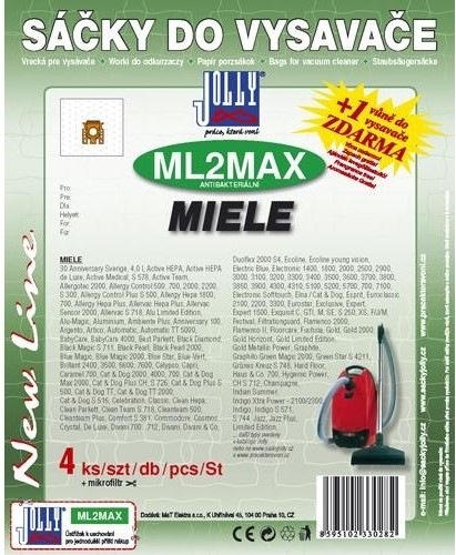 Vrecká do vysávača Jolly MAX ML 2 do vysáv. MIELE S246i, S256i v počte 2 ks