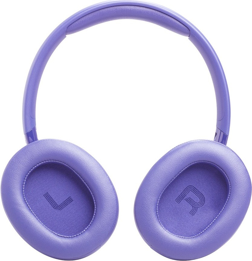 Slúchadlá JBL Tune 730BT fialová Pohľad na vnútornú stranu bezdrôtových slúchadiel JBL Tune 730BT s mäkkými náušníkmi a označením ľavej a pravej strany