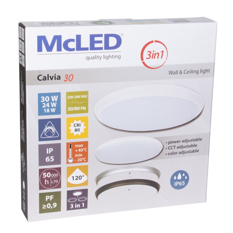 LED stropné svietidlo McLED Calvia 30 čierne/strieborné/biele
