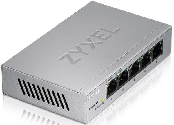 Switch ZyXEL GS1200-5, 5 port, 10 Gbps strieborný Switch ZyXEL GS1200-5, 5 port, 10 Gbps strieborný
