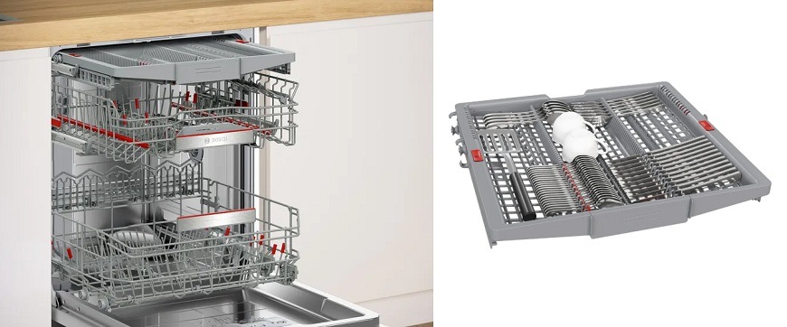 Voľne stojaca umývačka Bosch, flexibilné koše VarioFlex Pro a priborova zasuvka