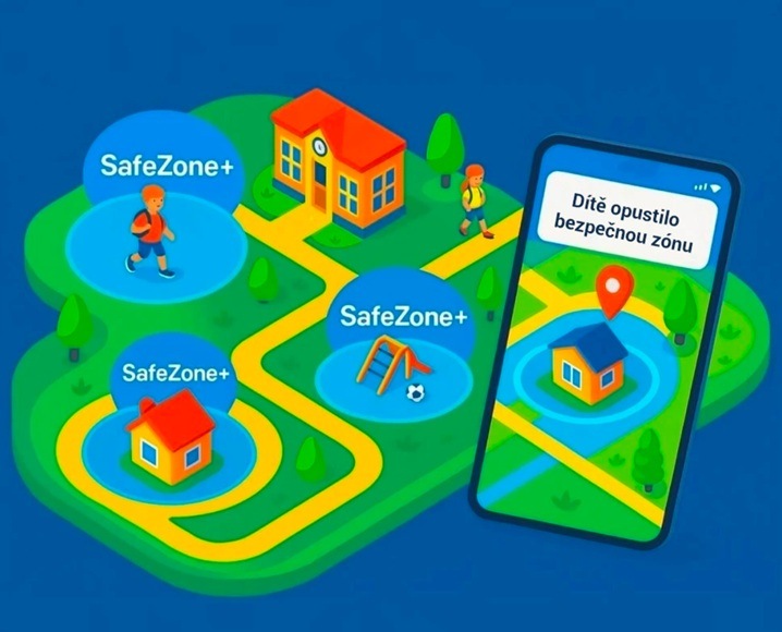 Inteligentné hodinky Carneo GuardKid+ 4G ULTRA 2nd gen. čierne Ilustrácia obrázku s nastavením bezpečných zón.