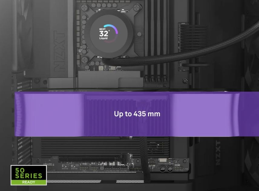Case NZXT H9 Flow čierna Detail osadenia s grafikou pre Case NZXT H9 Flow