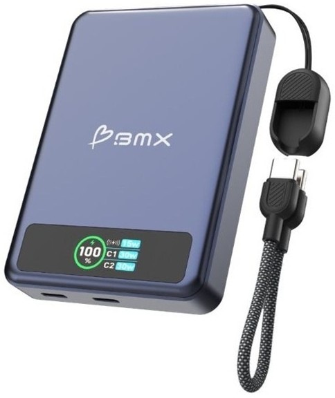 Powerbanka BMX SolidSafe 10K Solid-State magnetická v modrom dizajne